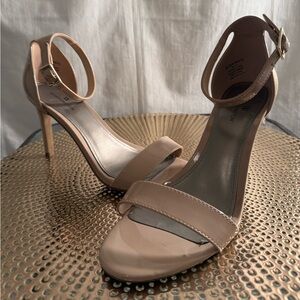 Elegant Nude Ankle Strap Heels
